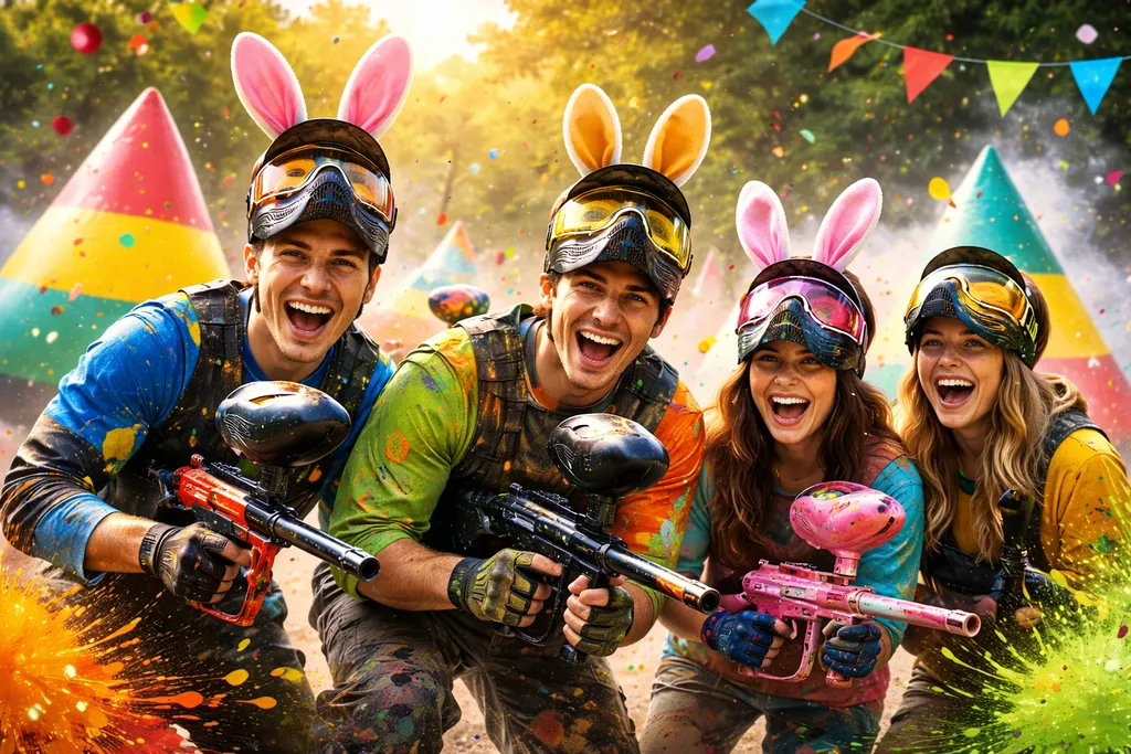 Groupe célébrant un EVG EVJF paintball à Paris