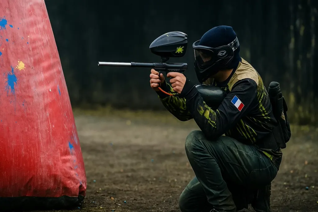 Partie de paintball adulte sur un terrain outdoor près de Paris (NX Paintball, Neuilly-sur-Marne)
